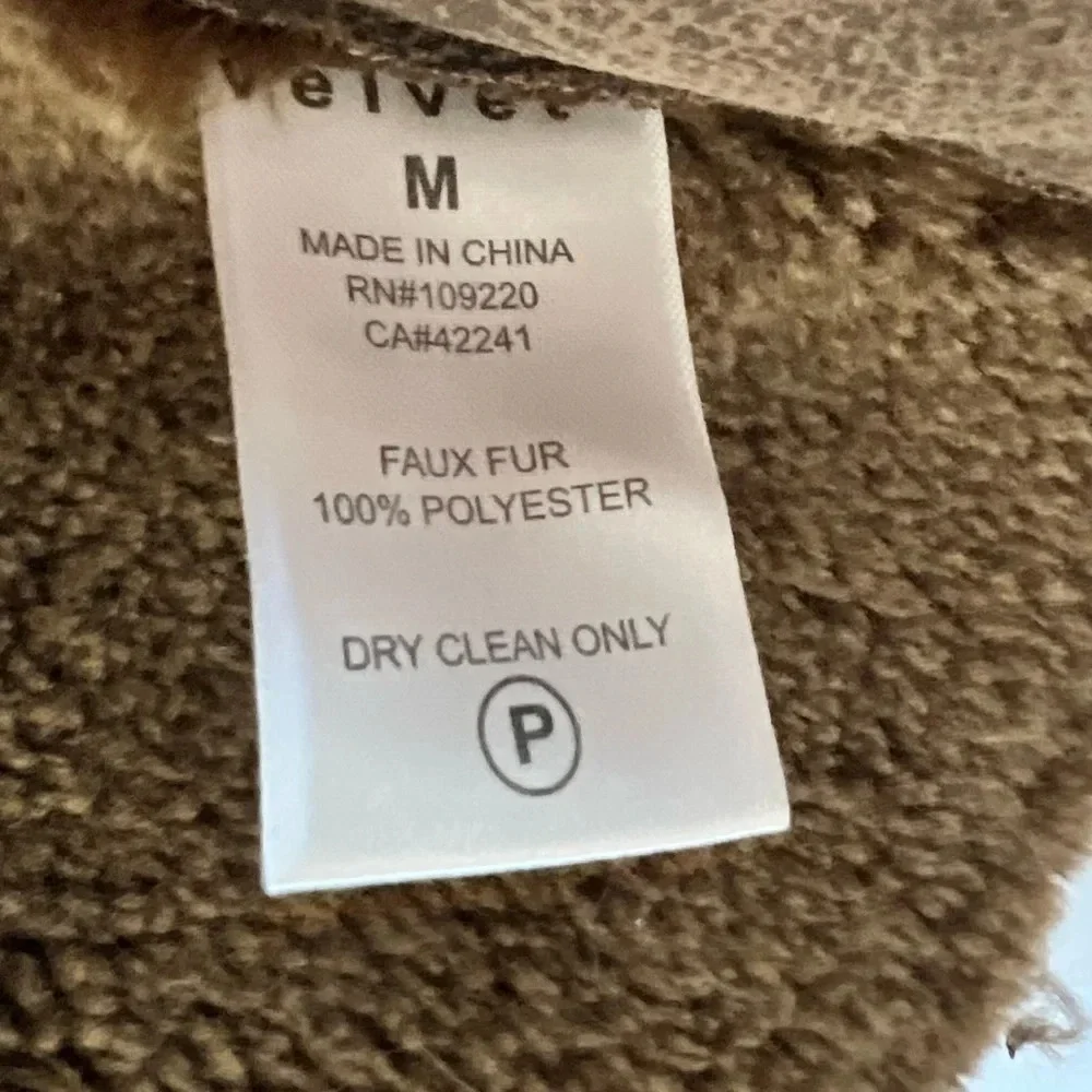 Velvet Taupe Faux Leather Vest Womens Open Front Pockets Faux Fur - Picture 7 of 9